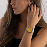 Citizen Tsuyosa Automatic Yellow Dial Silver Steel Strap Watch for Men - NJ0150-56Z