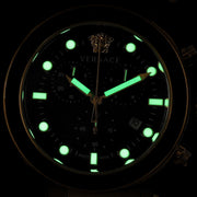 Versace Greca Dome Chronograph Black Dial Gold Steel Strap Watch for Men - VE6K00523