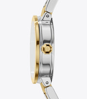 Tory Burch Reva Gold Dial Two Tone Steel Strap Watch for Women - TBW4016