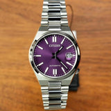 Citizen Tsuyosa Automatic Purple Dial Silver Steel Strap Watch for Men - NJ0200-50W