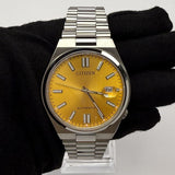 Citizen Tsuyosa Automatic Yellow Dial Silver Steel Strap Watch for Men - NJ0150-56Z