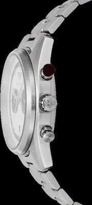 Emporio Armani Racer Chronograph White Dial Silver Steel Strap Watch for Men - AR11645
