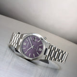 Citizen Tsuyosa Automatic Purple Dial Silver Steel Strap Watch for Men - NJ0200-50W