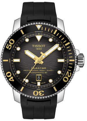 Tissot Seastar 2000 Professional Powermatic 80 Black Dial Black Rubber Strap Watch for Men - T120.607.17.441.01