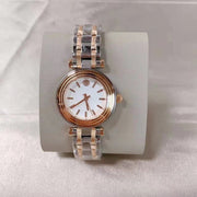 Tory Burch Classic T White Dial Two Tone Steel Strap Watch for Women - TBW9011