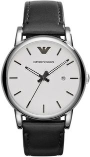 Emporio Armani Luigi White Dial Black Leather Strap Watch for Men - AR1694