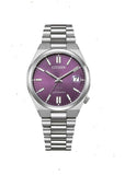 Citizen Tsuyosa Automatic Purple Dial Silver Steel Strap Watch for Men - NJ0200-50W