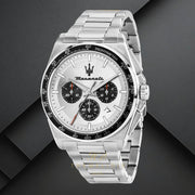 Maserati Velocità Chronograph Silver Dial Silver Steel Strap Watch for Men - R8873652006