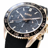 Hugo Boss Runner Chronograph Black Dial Black Silicone Strap Watch for Men - 1514168