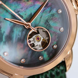 Emporio Armani Mia Meccanico Mother of Pearl Dial Green Leather Strap Watch for Women - AR60073