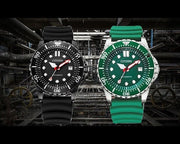 Citizen Mechanical Automatic Green Dial Green Rubber Strap Watch for Men - NJ0129-10X