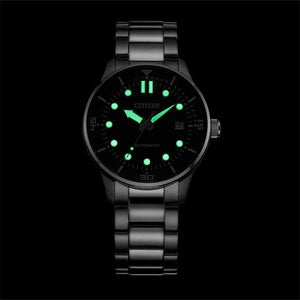 Citizen Mechanical Automatic Black Dial Silver Steel Strap Watch for Men - NJ0191-83E