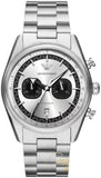 Emporio Armani Racer Chronograph Silver Dial Silver Steel Strap Watch for Men - AR11636