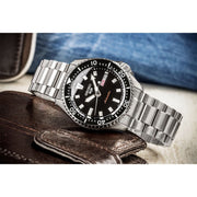 Seiko 5 Sports SKX Automatic Black Dial Silver Steel Strap Watch for Men - SRPL85K1