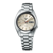 Seiko 5 Sports SNXS Series Automatic Beige Dial Silver Steel Strap Watch for Men - SRPK91K1