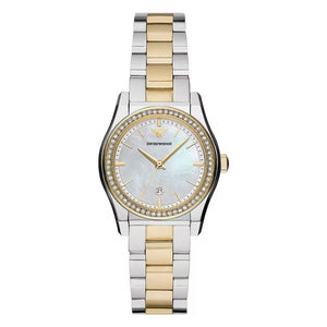 Emporio Armani Federica Mother of Pearl Dial Two Tone Steel Strap Watch for Women - AR11559