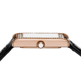 Emporio Armani Genni Silver Dial Black Leather Strap Watch for Women - AR11624