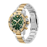 Emporio Armani Sea Explorer Chronograph Green Dial Two Tone Steel Strap Watch for Men - AR11586