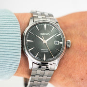 Seiko Presage Cocktail Time Automatic Black Dial Silver Steel Strap Watch for Men - SRPE17J1