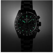 Seiko Prospex Speedtimer The Black Series Limited Edition Black Dial Black Steel Strap Watch for Men - SSC917