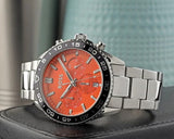 Hugo Boss Runner Chronograph Orange Dial Silver Steel Strap Watch for Men - 1514162