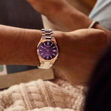 Citizen Tsuyosa Automatic Purple Dial Silver Steel Strap Watch for Men - NJ0200-50W