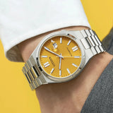 Citizen Tsuyosa Automatic Yellow Dial Silver Steel Strap Watch for Men - NJ0150-56Z