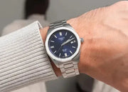 Tissot PRC 100 Solar Quartz Blue Dial Silver Steel Strap Watch for Men - T151.422.11.041.00