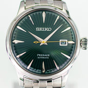 Seiko Presage Cocktail Time Automatic Green Dial Silver Steel Strap Watch for Men - SRPE15J1