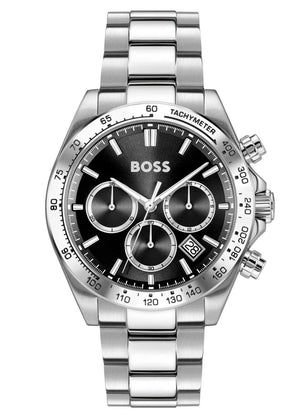 Hugo Boss Hero 2.0 Chronograph Black Dial Silver Steel Strap Watch for Men - 1514267