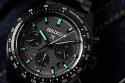 Seiko Prospex Speedtimer The Black Series Limited Edition Black Dial Black Steel Strap Watch for Men - SSC917