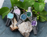 Citizen Tsuyosa Automatic Purple Dial Silver Steel Strap Watch for Men - NJ0200-50W