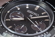 Seiko Prospex Speedtimer Solar Chronograph Black Dial Silver Steel Strap Watch for Men - SSC819