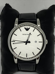 Emporio Armani Luigi White Dial Black Leather Strap Watch for Men - AR1694