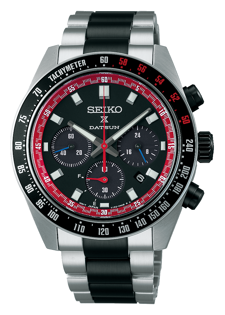 Seiko Prospex Speedtimer Solar Chronograph Datsun 240Z Collaboration Limited Edition Black Dial Two Tone Steel Strap Watch for Men - SSC957