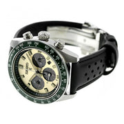 Seiko Prospex Speedtimer Solar Chronograph Ivory Dial Black Leather Strap Watch for Men - SSC943