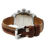 Burberry Utilitarian Chronograph White Dial Tri Tone Leather Strap Watch for Women - BU7820