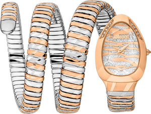 Just Cavalli Taglio Silver Dial Two Tone Steel Strap Watch for Women - JC1L226M0065