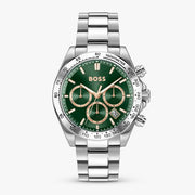 Hugo Boss Hero 2.0 Chronograph Green Dial Silver Steel Strap Watch for Men - 1514268