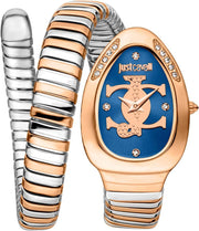 Just Cavalli Glam Evo 5 Serpente Blue Dial Two Tone Steel Strap Watch for Women - JC1L227M0085