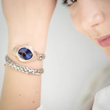 Just Cavalli Twined Blue Dial Two Tone Steel Strap Watch for Women - JC1L305M0065