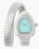 Just Cavalli Lady Snake Blue Dial Silver Steel Strap Watch for Women - JC1L249M0015