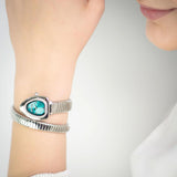 Just Cavalli Lady Snake Blue Dial Silver Steel Strap Watch for Women - JC1L249M0015