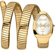 Just Cavalli Vezzoso White Dial Gold Steel Strap Watch for Women - JC1L230M0035
