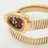 Just Cavalli Lady Snake Red Dial Gold Steel Strap Watch for Women - JC1L249M0025