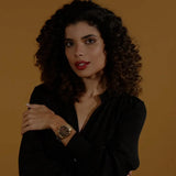 Hugo Boss Grand Tour Chronograph Brown Dial Gold Steel Strap Watch for Women - 1502770