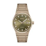 Hugo Boss Candor Automatic Olive Green Dial Brown Steel Strap Watch for Men - 1514184