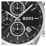 Hugo Boss Grand Prix Chronograph Black Dial Silver Steel Strap Watch for Men - 1514251