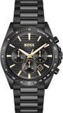 Hugo Boss Strike Chronograph Black Dial Black Steel Strap Watch for Men - 1514291