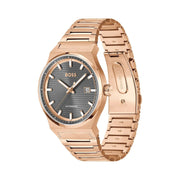 Hugo Boss Candor Automatic Grey Dial Rose Gold Steel Strap Watch for Men - 1514185